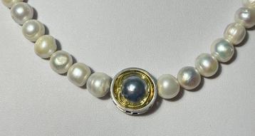 Perle Blanche Naturelle (10-12) et Perle Gris (14 x 12)