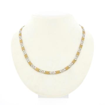 Bicolor gouden collier met meander patroon | 43 cm (witgoud), Ophalen of Verzenden