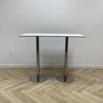 Tweedehands sta-tafel / bartafel 140x70 cm, wit - chroom, Huis en Inrichting, Tafelonderdelen, Gebruikt