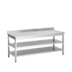 RVS werktafel 1800x700x900 mm met middenschap + rand