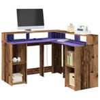 vidaXL Bureau met LED-verlichting 130x130x91 cm bewerkt hout, Verzenden, Nieuw