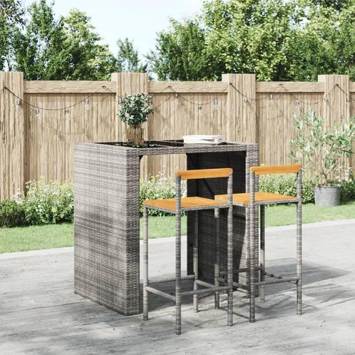 vidaXL Barkrukken 2 st poly rattan en massief acaciahout, Huis en Inrichting, Barkrukken, Nieuw, Verzenden