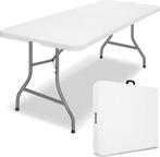 Tuintafel - wit - 180x75 cm - inklapbaar - kunststof met, Tuin en Terras, Verzenden, Nieuw