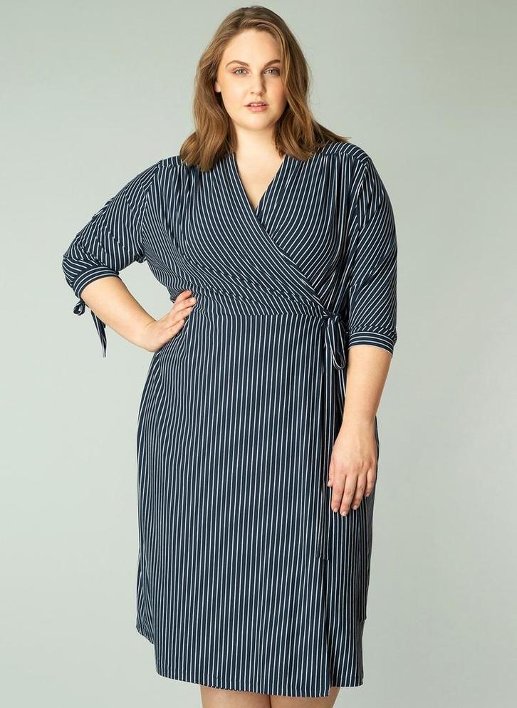 YESTA streep jurk overslagX-0(44)Maat 42/44 (L), Kleding | Dames, Jurken, Overige kleuren, Nieuw, Maat 42/44 (L), Verzenden