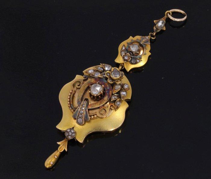 Pendentif - 14 carats Or jaune, Argent Diamant (Naturelle) -, Bijoux, Sacs & Beauté, Bijoux anciens