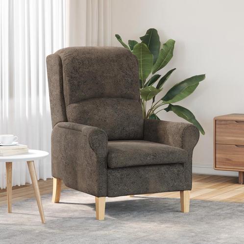 vidaXL Eigentijdse Fauteuil Donkergrijs Stof en Hout, Huis en Inrichting, Fauteuils, Nieuw, Verzenden