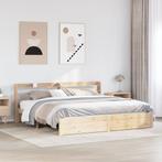 vidaXL Bedframe met hoofdbord massief grenenhout 200x200 cm, Verzenden, Nieuw