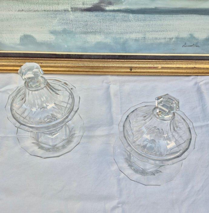 Pillendoosje (2) - Kristal - Drageoirs toegewezen aan, Antiek en Kunst, Antiek | Glaswerk en Kristal