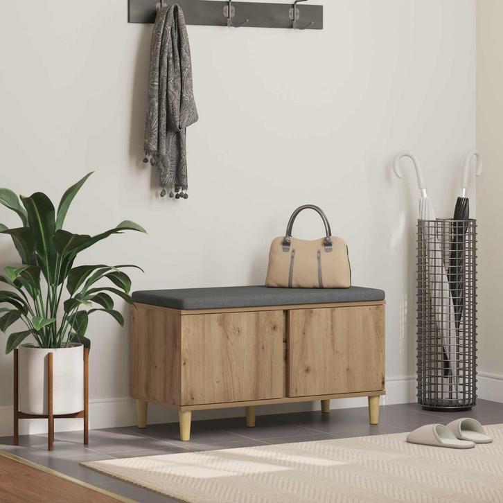 vidaXL Hallenbank met kussen met opslag Artisan Eiken 80 x, Huis en Inrichting, Overige Huis en Inrichting, Nieuw, Verzenden