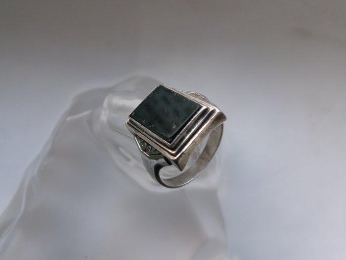 Zilver, Onyx - Ring - Art Deco Signet, Antiek en Kunst, Kunst | Designobjecten