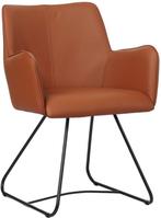Cognac leren  design eetkamerstoel - Toledo Leer Natur, Overige kleuren, Nieuw, Leer, Ophalen of Verzenden