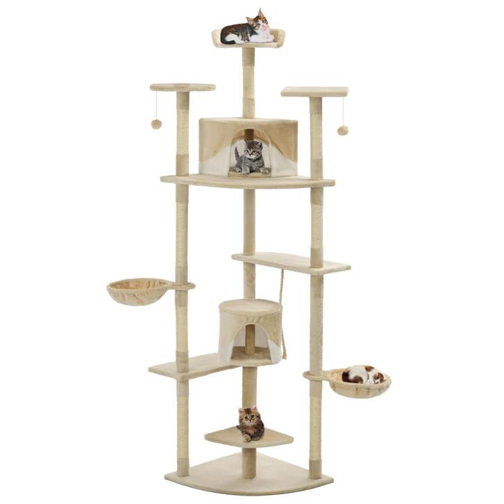 vidaXL Kattenkrabpaal met sisal krabpalen 203 cm beige en, Dieren en Toebehoren, Katten-accessoires, Nieuw, Verzenden