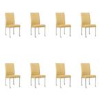 Set van 8 Leren eetkamerstoelen Comfort met wieltjes -, Maison & Meubles, Ophalen of Verzenden
