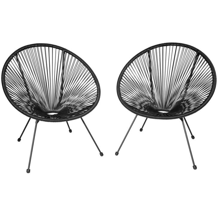 tectake 2 tuinstoelen Santana in Acapulco-design - zwart, Tuin en Terras, Overige Tuin en Terras, Verzenden