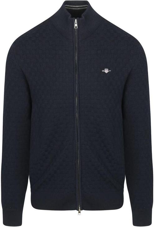 Gant Vest Texture Donkerblauw maat Maat 52/54 (L) Heren, Kleding | Heren, Truien en Vesten, Blauw, Nieuw, Maat 52/54 (L), Verzenden