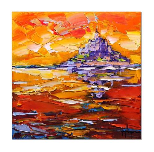Olivier Pfleger - Mandrafina  Un soir au Mont-Saint-Michel, Antiek en Kunst, Kunst | Schilderijen | Modern