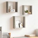 vidaXL Wandschappen kubus 3 st betongrijs, Verzenden, Nieuw