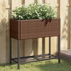 vidaXL Plantenbakken met schap 2 st 70x28x70 poly rattan, Tuin en Terras, Verzenden, Nieuw