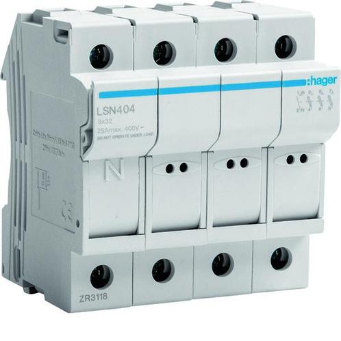 Hager Houder Voor Cilindrische zekering - LSN404, Doe-het-zelf en Bouw, Elektriciteit en Kabels, Verzenden