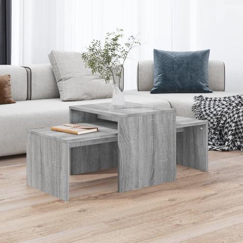 vidaXL Salontafelset 100x48x40 cm bewerkt hout grijs sonoma, Huis en Inrichting, Tafels | Salontafels, Nieuw, Verzenden