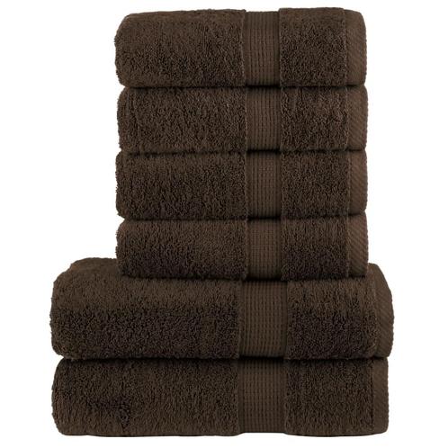 vidaXL 6-delige Handdoekenset SOLUND 600 g/m² bruin, Maison & Meubles, Salle de bain | Linge de bain & Accessoires, Envoi