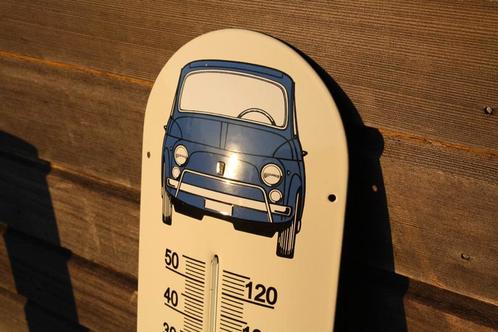 Emaille thermometer Fiat 500 parking, Verzamelen, Merken en Reclamevoorwerpen, Verzenden