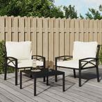 vidaXL Tuinstoel met zandkleurige kussens 68x76x79 cm staal, Tuin en Terras, Verzenden, Nieuw