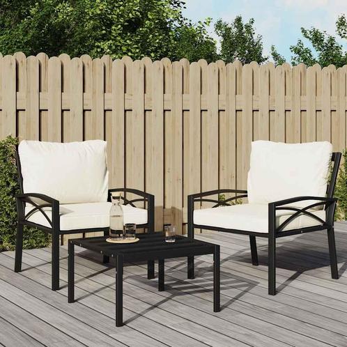 vidaXL Tuinstoel met zandkleurige kussens 68x76x79 cm staal, Tuin en Terras, Tuinsets en Loungesets, Nieuw, Verzenden