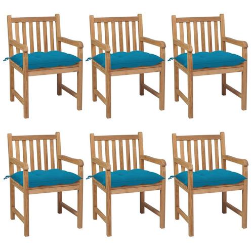 vidaXL Chaises de jardin 6 pcs avec coussins bleu clair, Jardin & Terrasse, Ensembles de jardin, Neuf, Envoi
