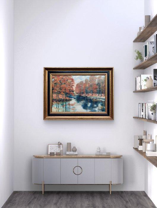 Paul R. de San Stefano (XX) - Forêt rougeoyante, Antiek en Kunst, Kunst | Schilderijen | Klassiek