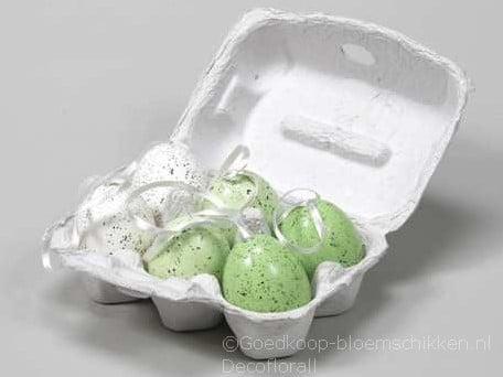 Gedecoreerde kippeneieren hangers groen tinten 6 cm paasboom, Huis en Inrichting, Woonaccessoires | Kunstplanten en Kunstbloemen