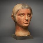 Etruscan Terracotta Votiefhoofd van een man. 24 cm H. 3e-2e, Verzamelen