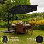 Zwarte 3m LED Zweefparasol met een eenvoudige voet, Tuin en Terras, Verzenden, Nieuw