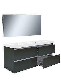 Vision meubelset (incl. spiegel) 120 cm hoogglans grijs, Huis en Inrichting, Badkamer | Badkamermeubels, Ophalen of Verzenden