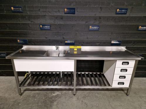 Werkbank | 4-lades | trespa | RVS | 240 cm, Zakelijke goederen, Horeca | Meubilair en Inrichting, Gebruikt