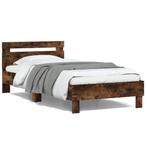 vidaXL Cadre de lit avec tête de lit chêne fumé 100x200, Neuf, Verzenden