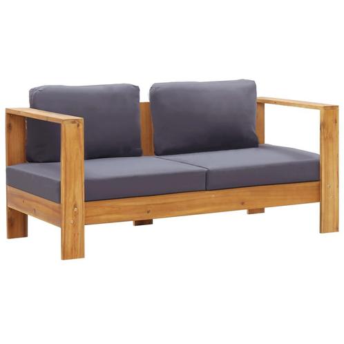 vidaXL Tuinbank met kussens 140 cm massief acaciahout grijs, Tuin en Terras, Tuinsets en Loungesets, Nieuw, Verzenden