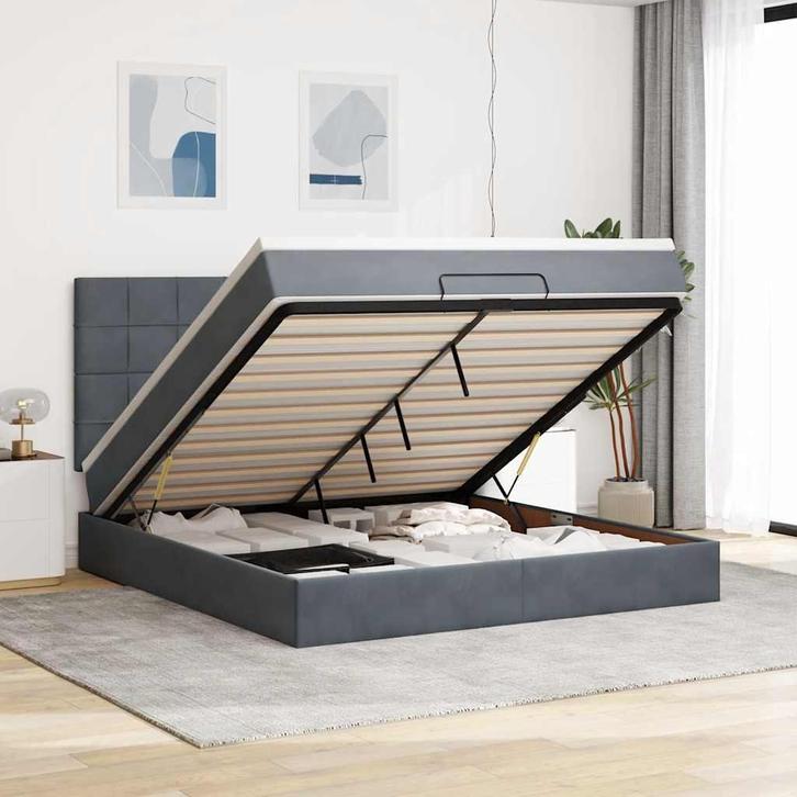 vidaXL Ottoman bed met matrassen 160x200cm fluweel, Huis en Inrichting, Slaapkamer | Bedden, Nieuw, Verzenden