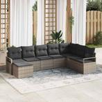 vidaXL Tuinbank Set 8 pcs Grijs Poly rattan, Verzenden, Nieuw
