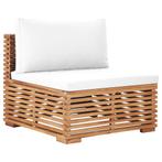 vidaXL Canapé central de jardin avec coussin crème Bois de t