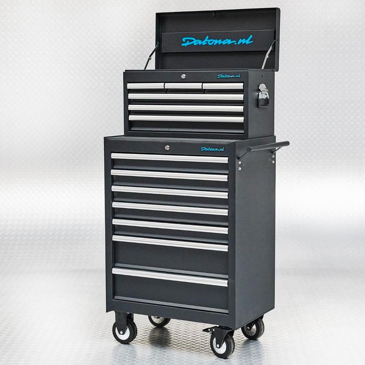 Datona Gereedschapswagen set 13 laden - zwart - Datona, Doe-het-zelf en Bouw, Gereedschapskisten, Ophalen of Verzenden