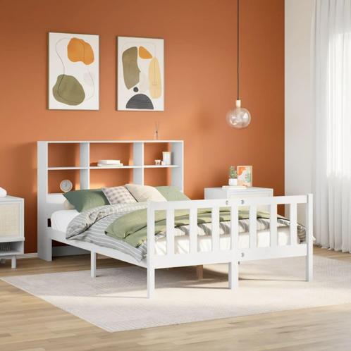 vidaXL Lit bibliothèque sans matelas blanc 150x200 cm, Maison & Meubles, Chambre à coucher | Lits, Neuf, Envoi