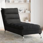 vidaXL Chaise longue met kussens stof zwart, Verzenden, Nieuw