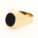 Ring - 14 karaat Geel goud - onyx, Handtassen en Accessoires, Ringen, Nieuw