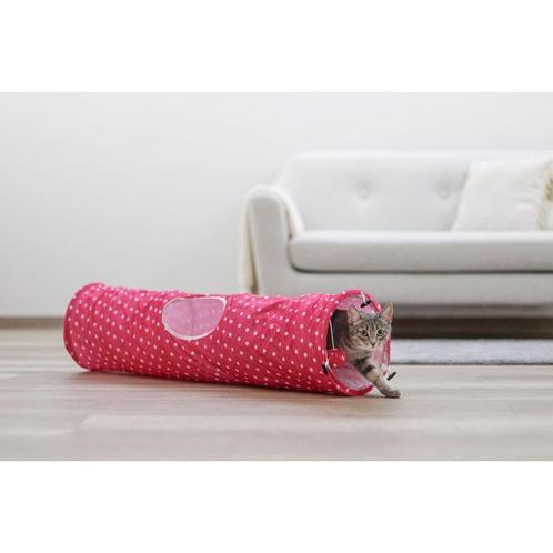 Kattentunnel puntino pink/ wit, 100 cm, Ø 25 cm - kerbl, Dieren en Toebehoren, Katten-accessoires, Nieuw