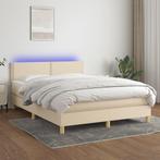 vidaXL Boxspring met matras en LED stof crèmekleurig 140x200, Huis en Inrichting, Slaapkamer | Bedden, Verzenden, Nieuw
