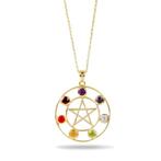 Star of David with Natural Stones - 925 Argent - Collier et