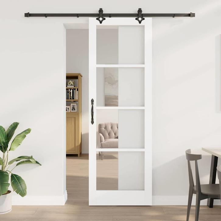 vidaXL Schuifdeur Anders Wit 78 x 232 cm Hout en metaal, Doe-het-zelf en Bouw, Deuren en Vliegenramen, Nieuw, Verzenden