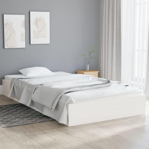 vidaXL Cadre de lit blanc bois massif 90x200 cm, Huis en Inrichting, Slaapkamer | Bedden, Verzenden