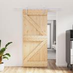 vidaXL Schuifdeur met beslag 90x210 cm massief grenenhout, Doe-het-zelf en Bouw, Deuren en Vliegenramen, Verzenden, Nieuw
